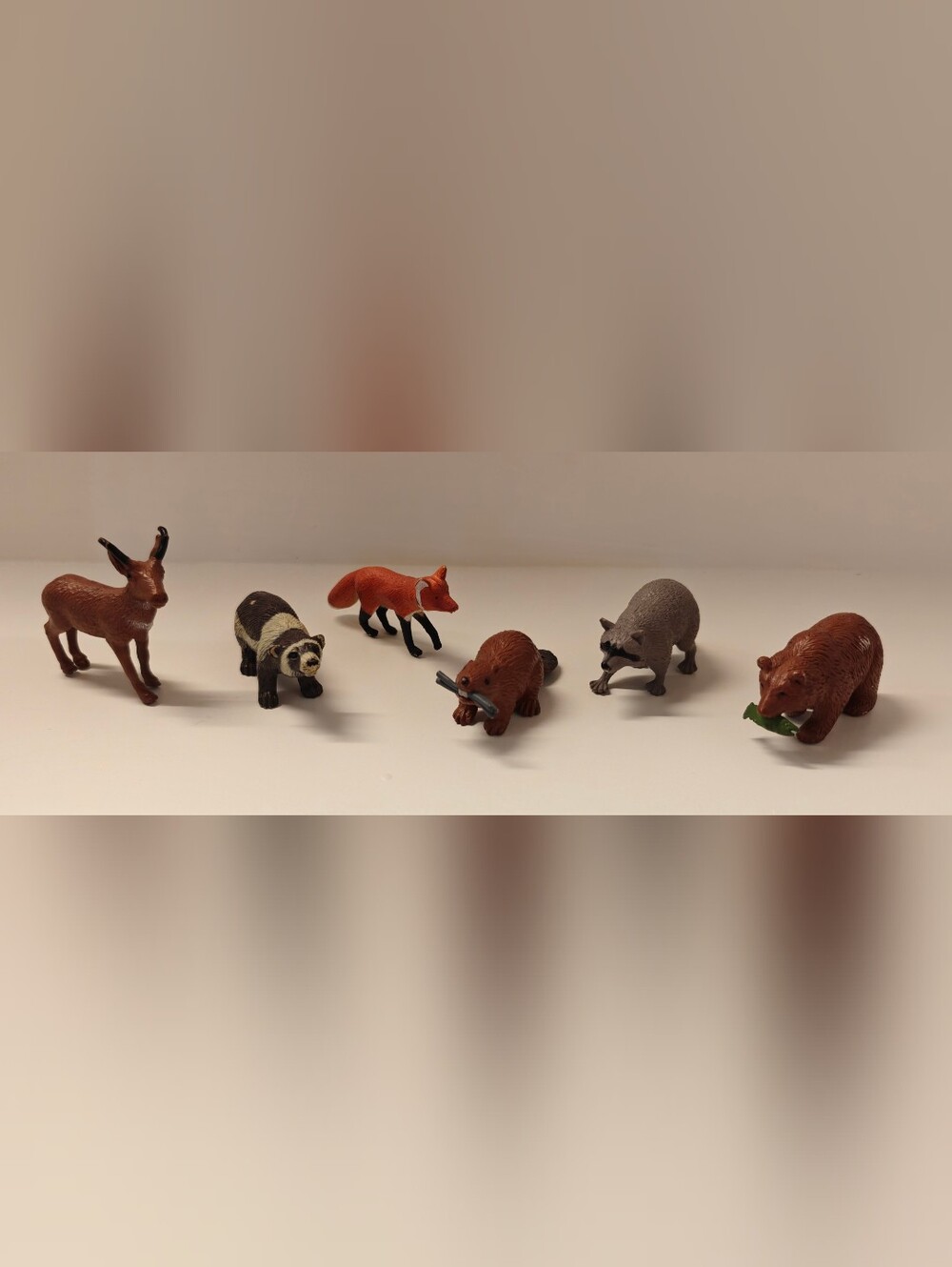 selection of (6) miniature plastic North American wildlife animal plastic toys